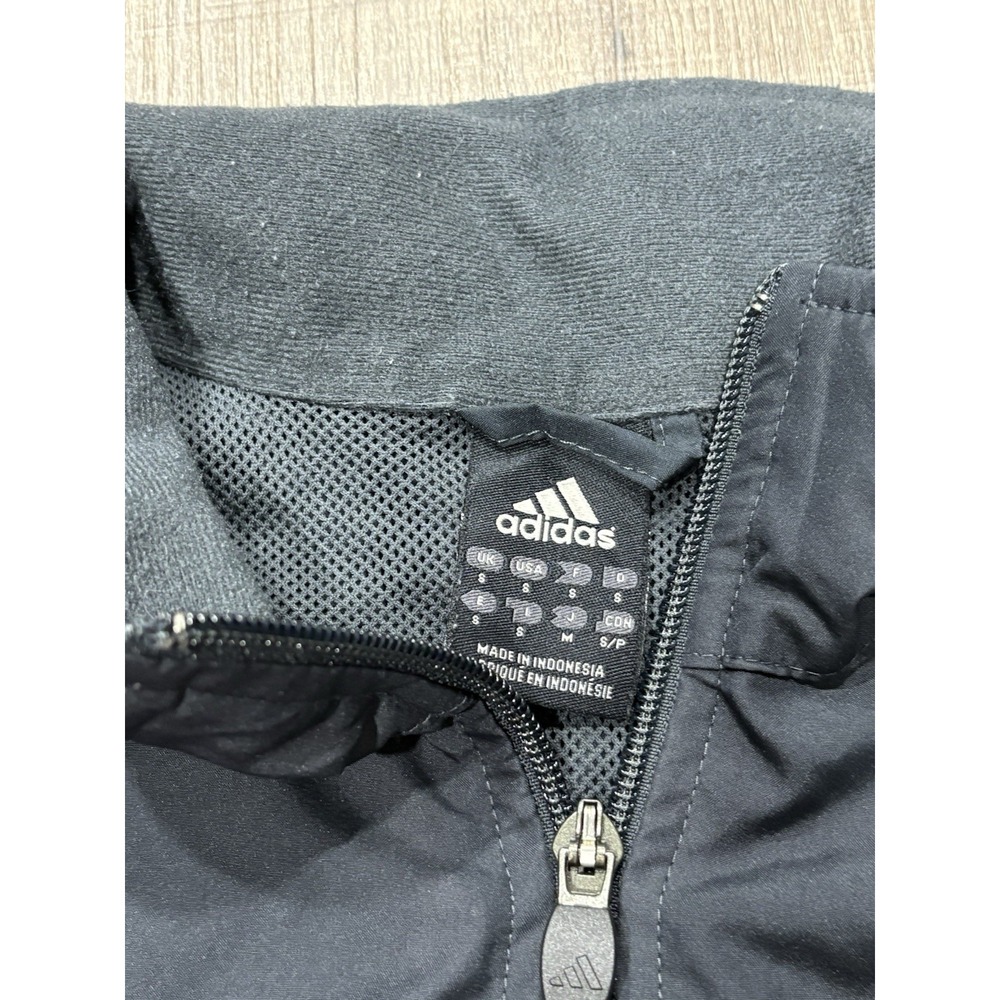 Adidas Mens Quarter Zip Windbreaker Jacket Black Red Stripes Small - Picture 5 of 8